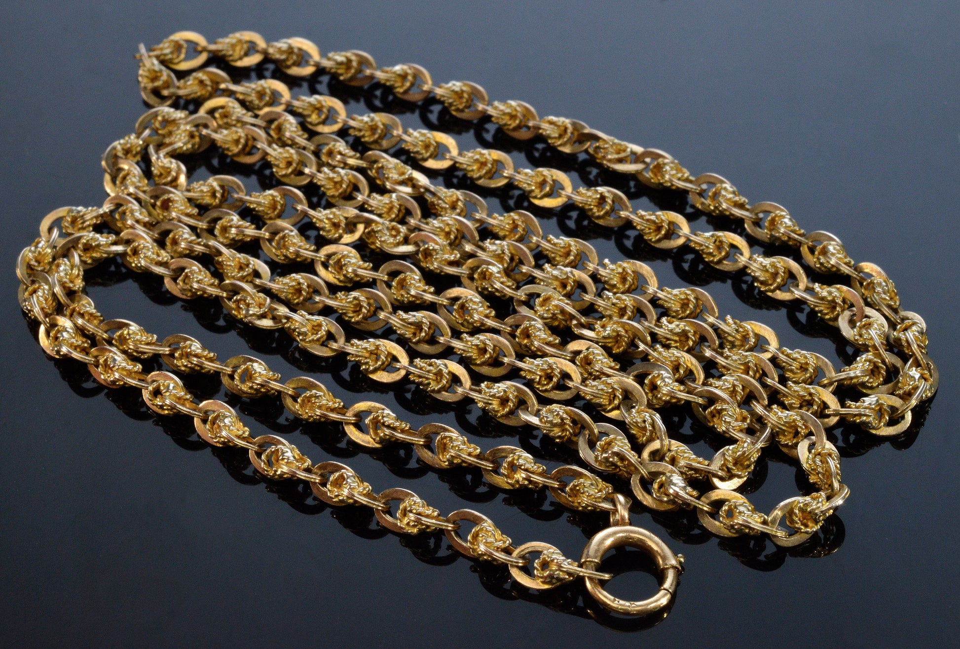 Antique Victorian 10K Gold Fancy Link Chain Necklace 32 1/2" C.1890 003872