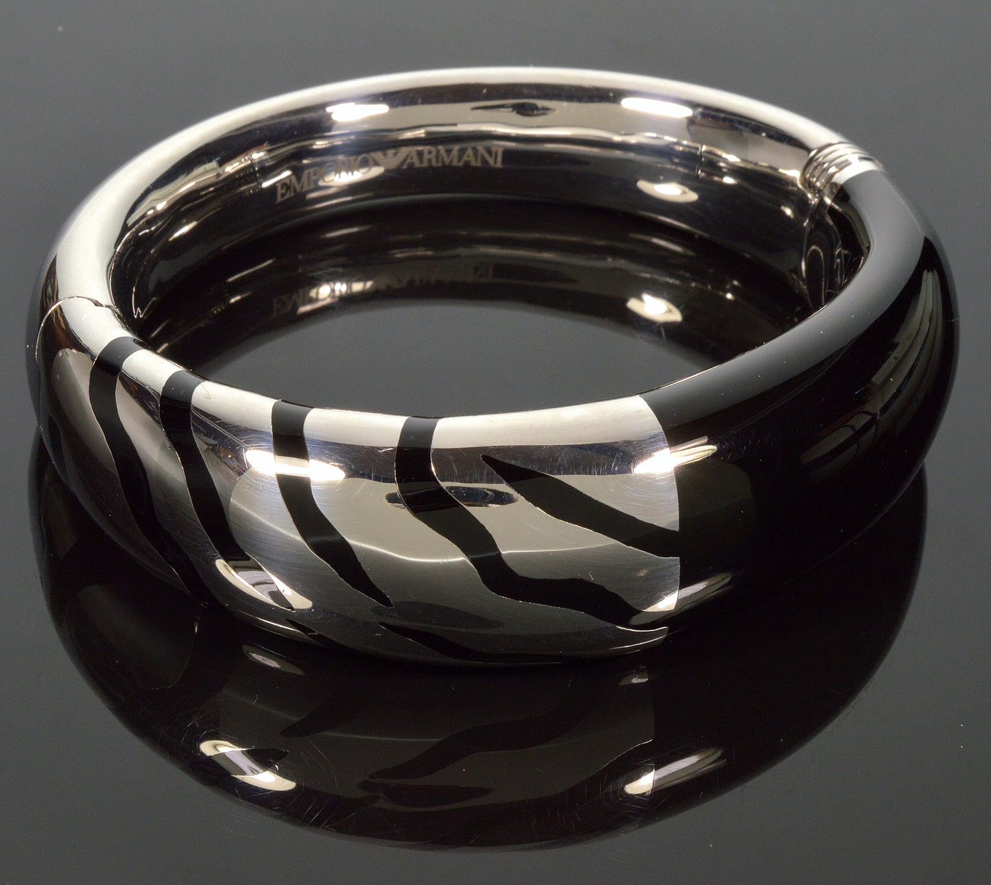 Emporio Armani Zebra Enamel Sterling Bangle Bracelet New With Tag