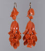 Antique Victorian Salmon Coral 14K Gold Earrings C.1860