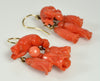 Antique Victorian Salmon Coral 14K Gold Necklace Earrings Set C.1860