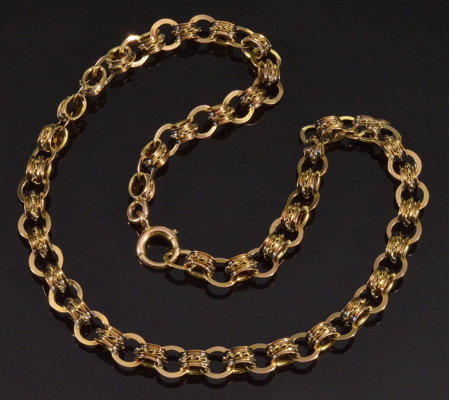 Antique Victorian 10K Gold Fancy Link Chain Necklace C.1890 003175