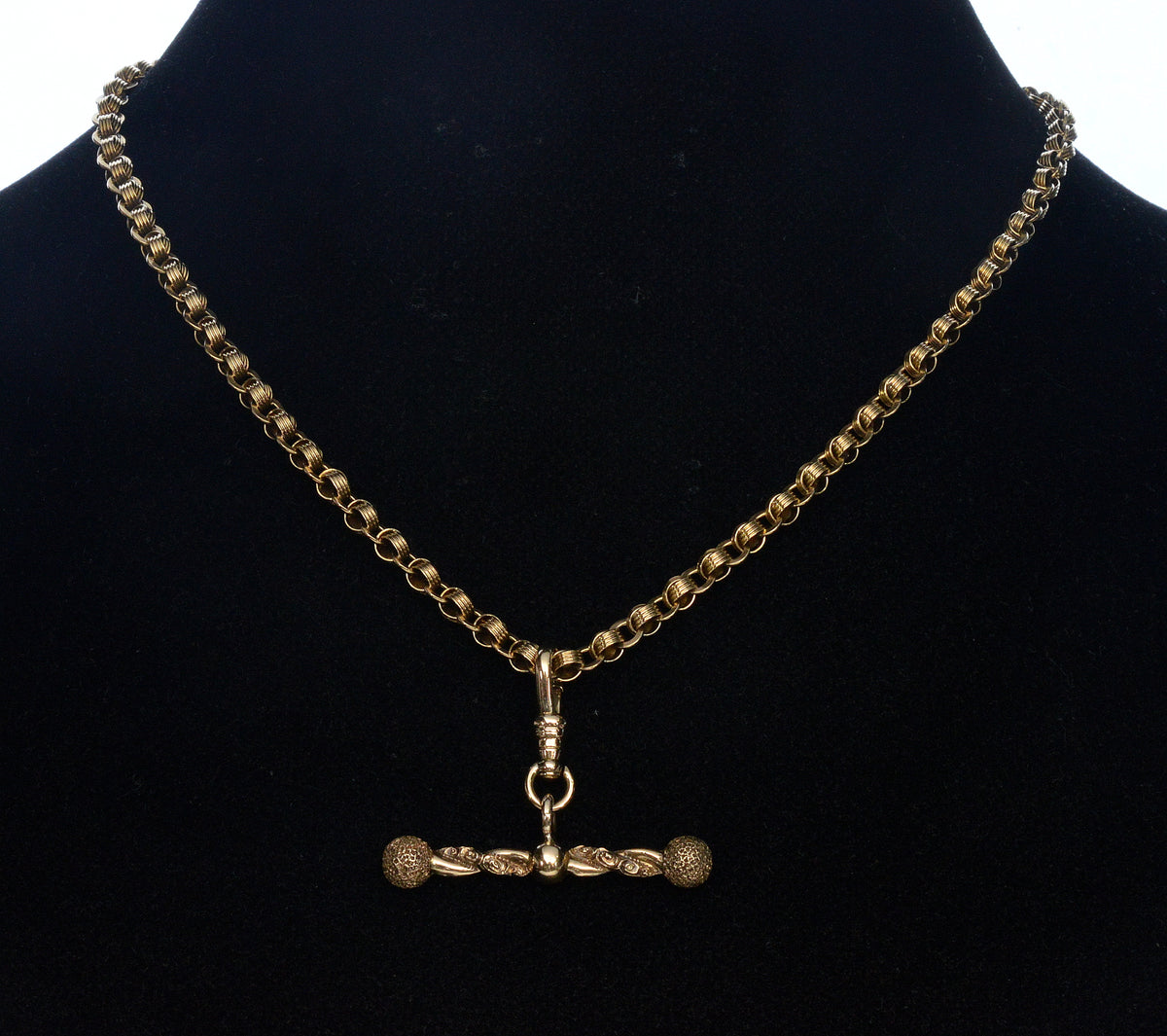 Antique Georgian 14K Gold T-Bar Fob Pendant With Swivel Clasp C.1820
