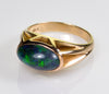 Art Deco Black Opal 14K Gold Solitaire Ring Size 5 1/2 C.1930