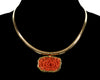 Estate 18K Gold Red Coral Pendant Carved Chrysanthemum C.1970