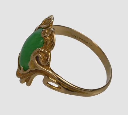 Art Nouveau Walton & Co 14K Gold Jadeite Jade Ring C.1900