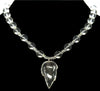 Rock Crystal Rutilated Quartz Leaf Pendant Necklace C.1950