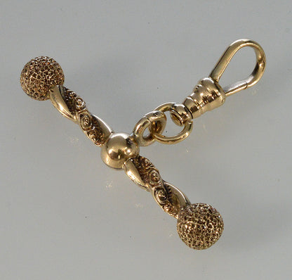 Antique Georgian 14K Gold T-Bar Fob Pendant With Swivel Clasp C.1820