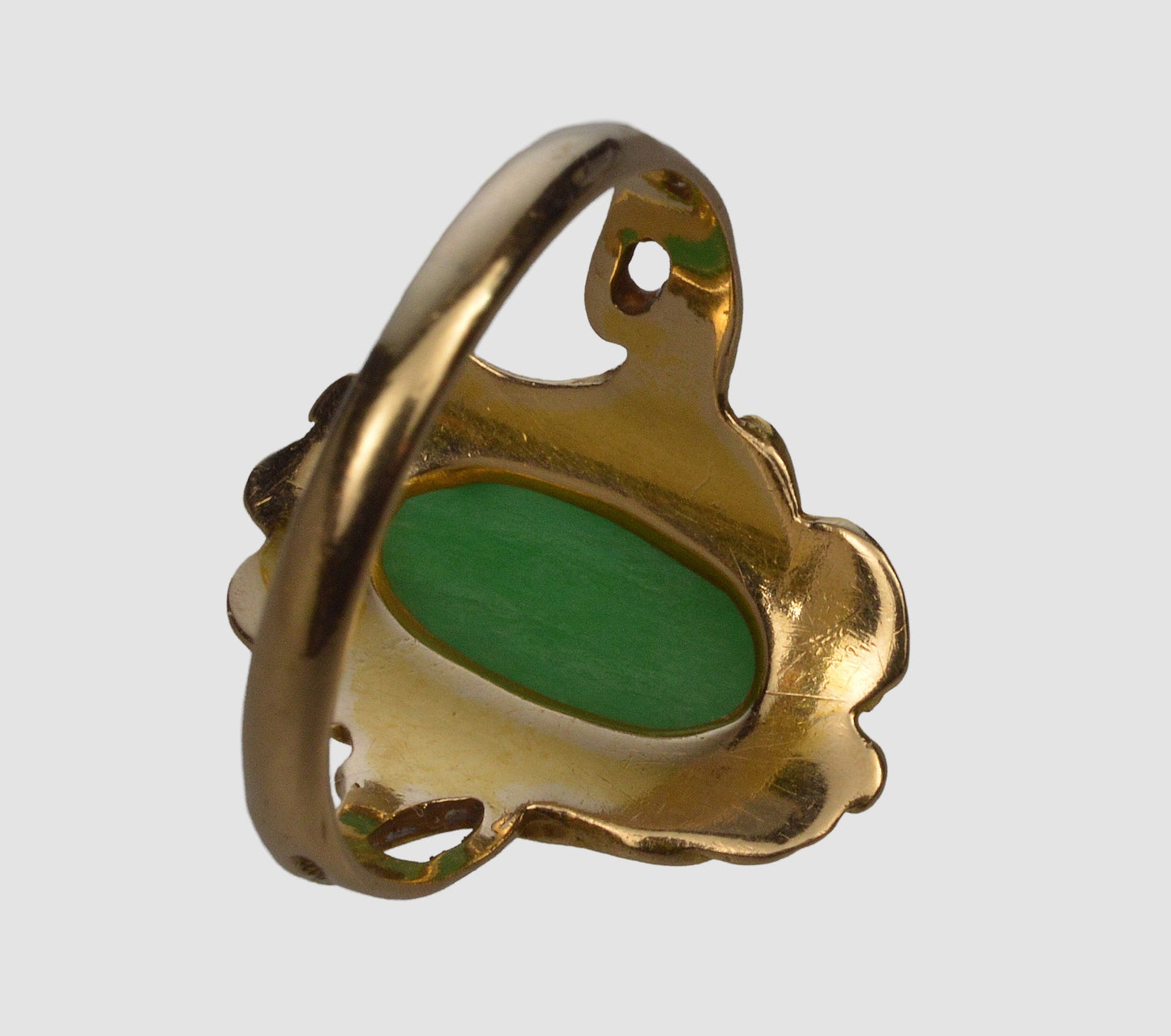 Art Nouveau Walton & Co 14K Gold Jadeite Jade Ring C.1900