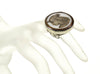 Antique French Art & Crafts Egyptian Revival Sterling Ring Cleopatra Sepia Enamel Cameo Size 7 C.1870