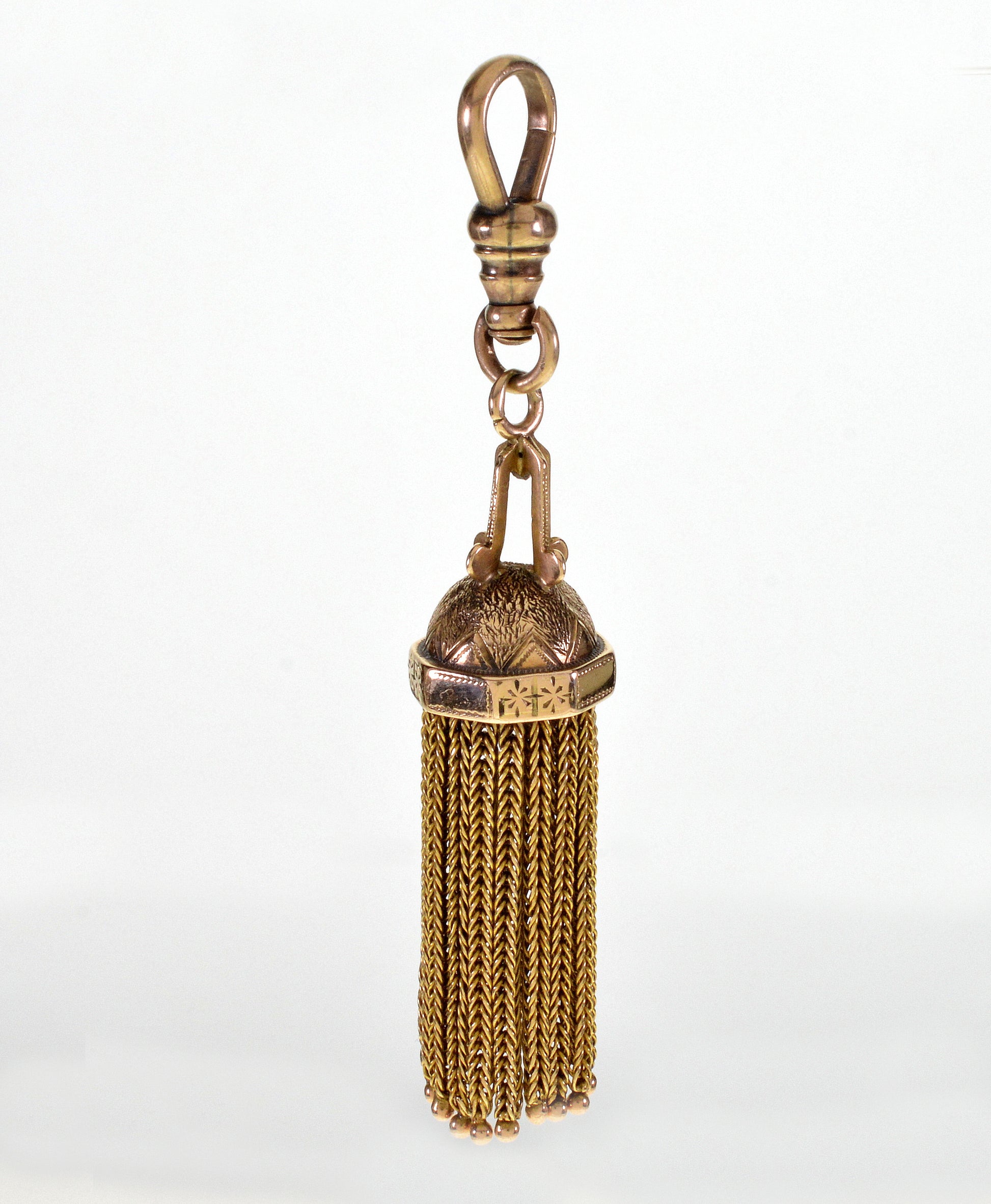 Antique Victorian 14K Gold Tassel Pendant Dog Clip Clasp C.1890