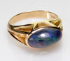Art Deco Black Opal 14K Gold Solitaire Ring Size 5 1/2 C.1930