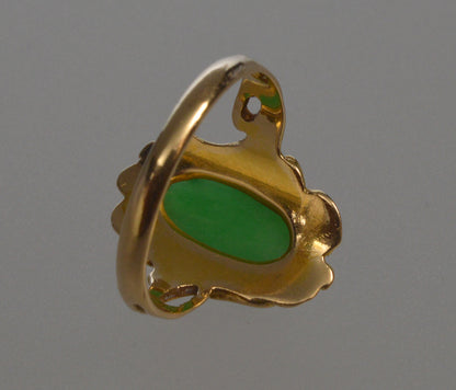 Art Nouveau Walton & Co 14K Gold Jadeite Jade Ring C.1900