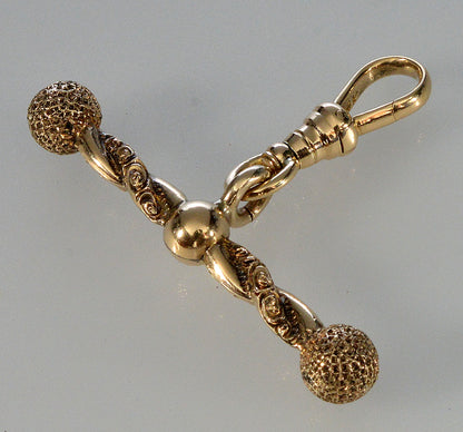 Antique Georgian 14K Gold T-Bar Fob Pendant With Swivel Clasp C.1820