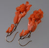 Antique Victorian Salmon Coral 14K Gold Earrings C.1860