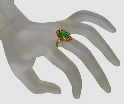 Art Nouveau Walton & Co 14K Gold Jadeite Jade Ring C.1900