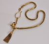 Early Victorian Pinchbeck Snake Chain Figurine 12K Tassel Necklace C.1830