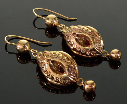 Antique Victorian 9K Gold Wreath Earrings C.1880