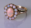 Australian Fiery Red Opal 10K Gold Ring C.1950 Size 8 3/4