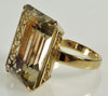 Retro 18K Gold Citrine Cocktail Ring Size 8 1/2