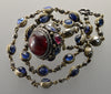 Antique Victorian 18K Gold Sterling Ruby Sapphire Garnet Necklace C.1890