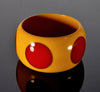 Art Deco Bakelite 5 Inlay Dots Extra Wide Bangle Bracelet C.1930