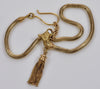 Early Victorian Pinchbeck Snake Chain Figurine 12K Tassel Necklace C.1830