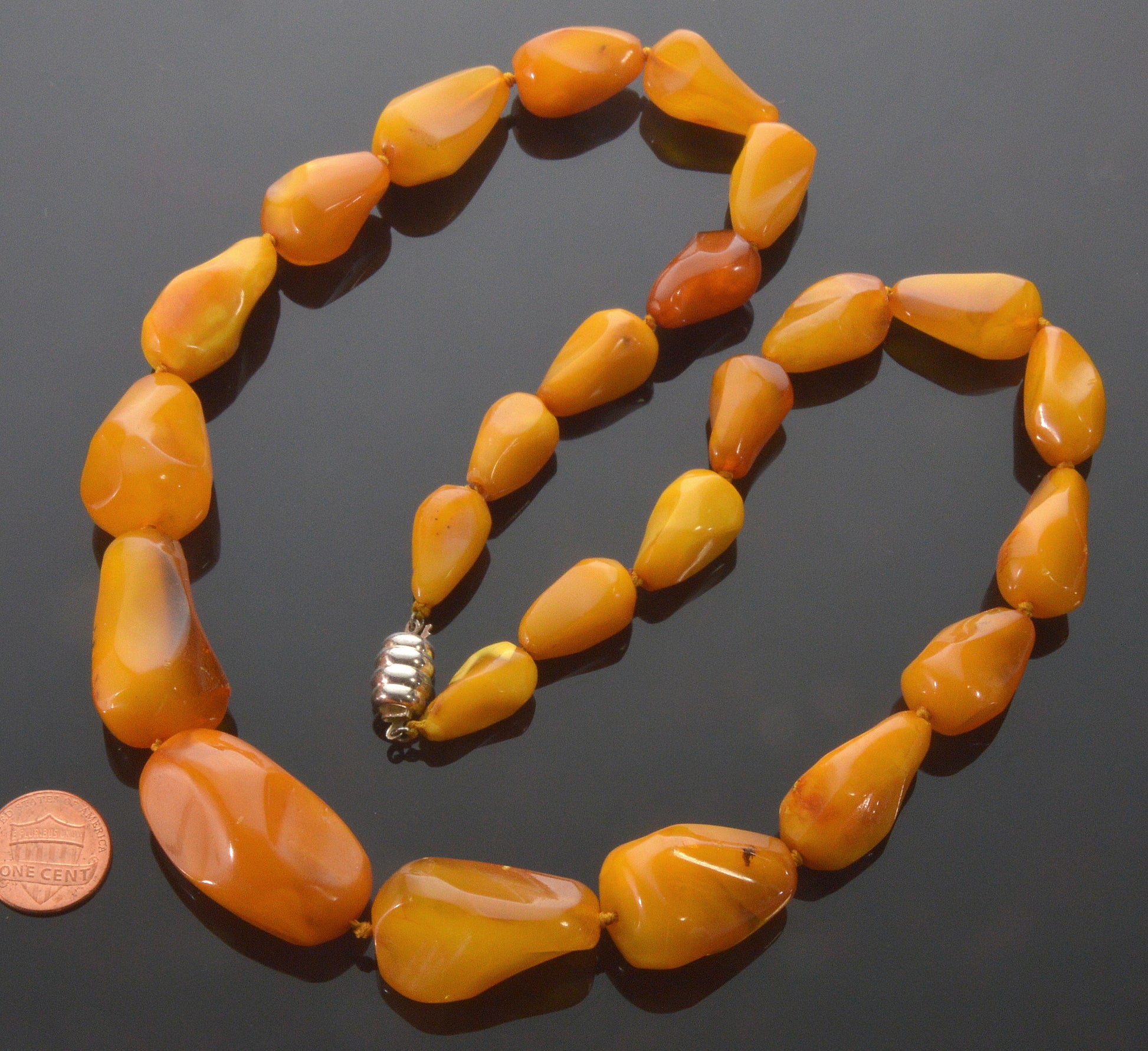 Baltic Butterscotch Egg Yolk Amber Necklace 78.6 G, 26 1/2"