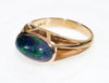 Art Deco Black Opal 14K Gold Solitaire Ring Size 5 1/2 C.1930
