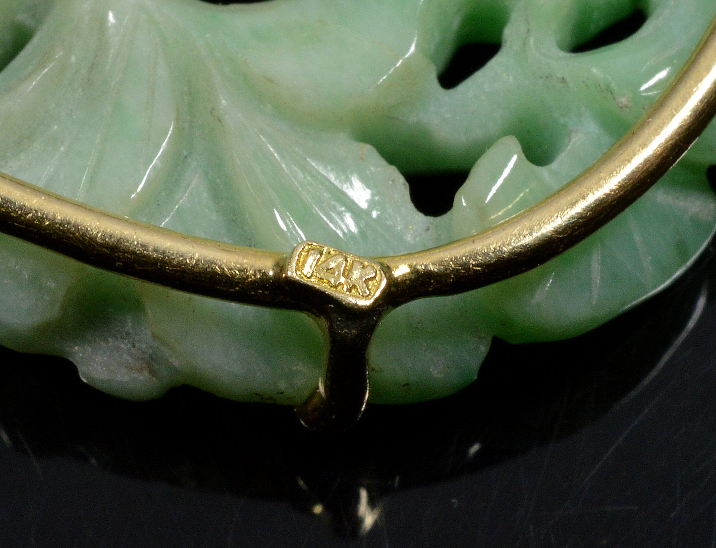 Art Deco 14K Gold Carved Jadeite Jade Large Pendant C.1920 (Copy)