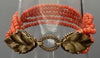 Art Deco Italian Salmon Coral Bracelet Foliage Sterling Clasp C.1920
