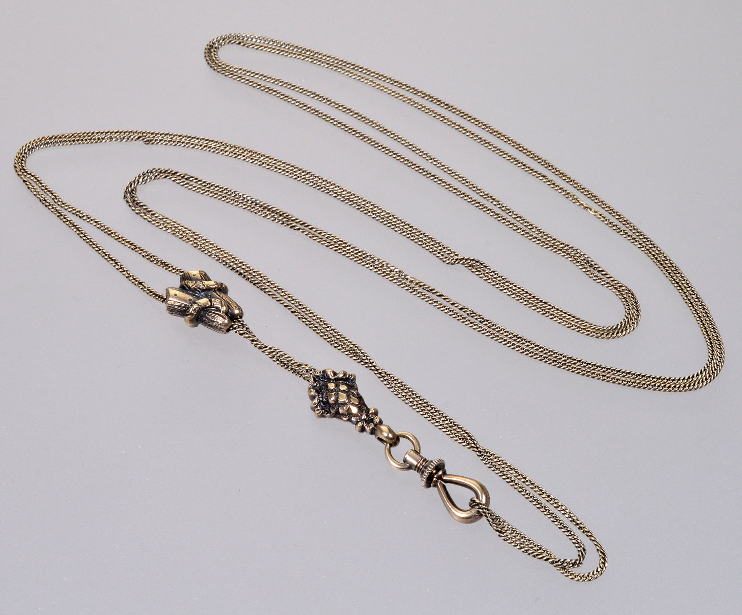 Antique Georgian 10K Gold Necklace Longuard Slide Chain C.1820 003684