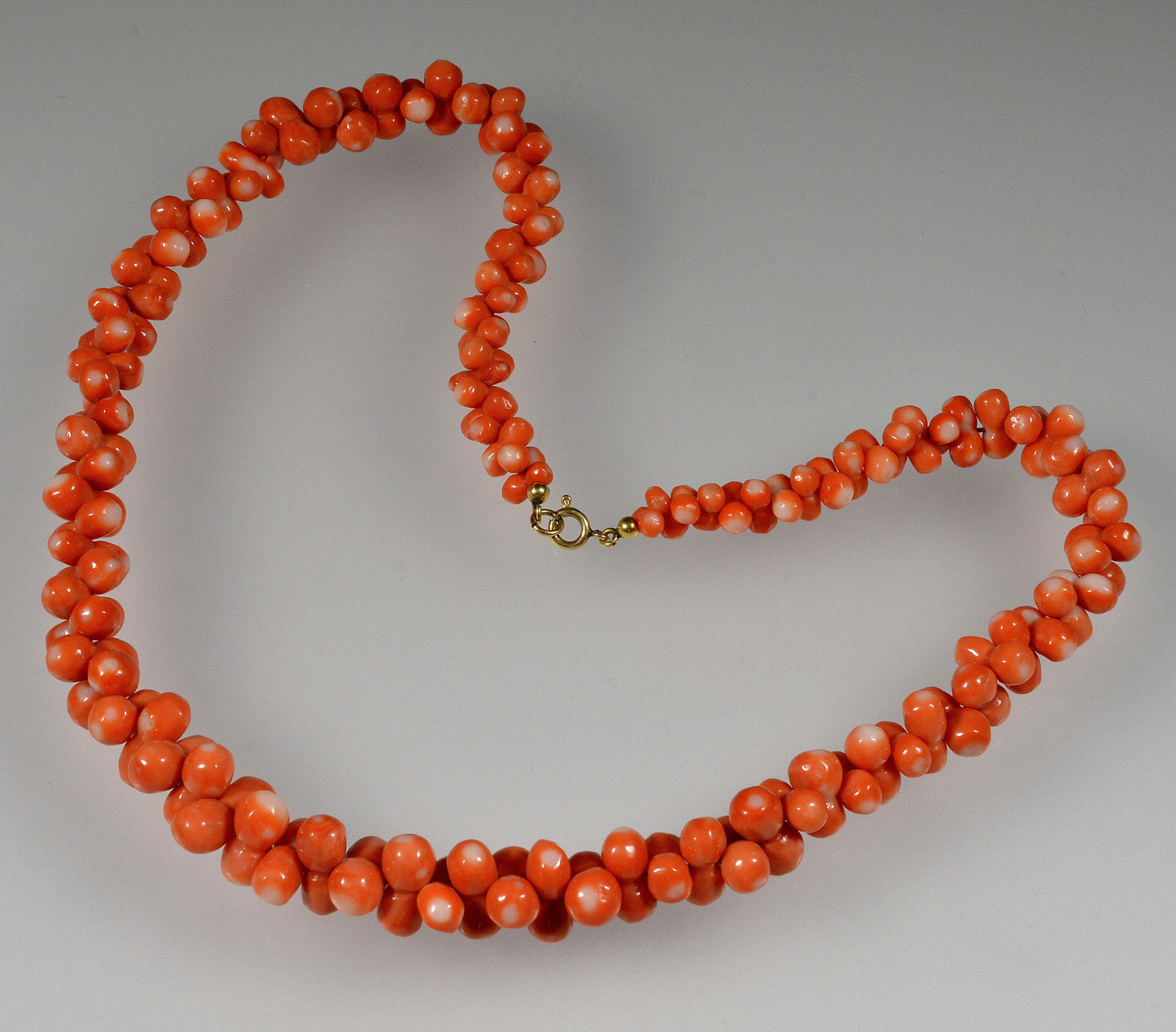 Art Deco Momo Coral Dog Bone Bead Necklace C.1930