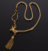 Early Victorian Pinchbeck Snake Chain Figurine 12K Tassel Necklace C.1830
