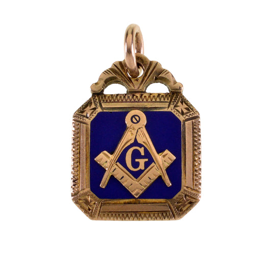 Antique Victorian 10K Enamel Masonic Fob Pendant C.1890