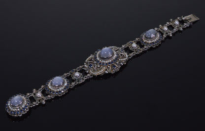 Antique Austro-Hungarian Star Sapphire Silver Bracelet C.1870
