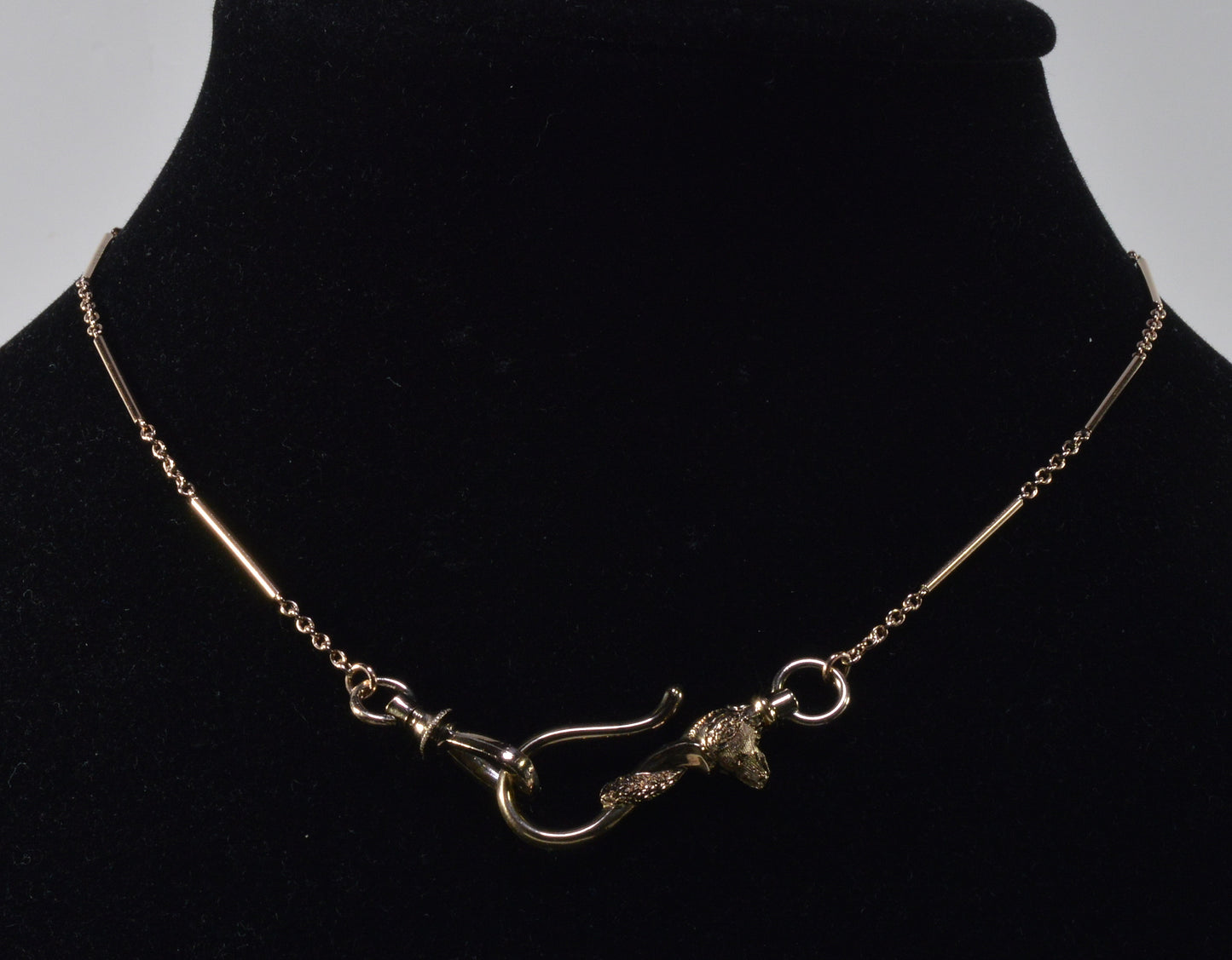 Antique Georgian 10K Gold Dog Figurine Hook Watch Chain Necklace C.1820
