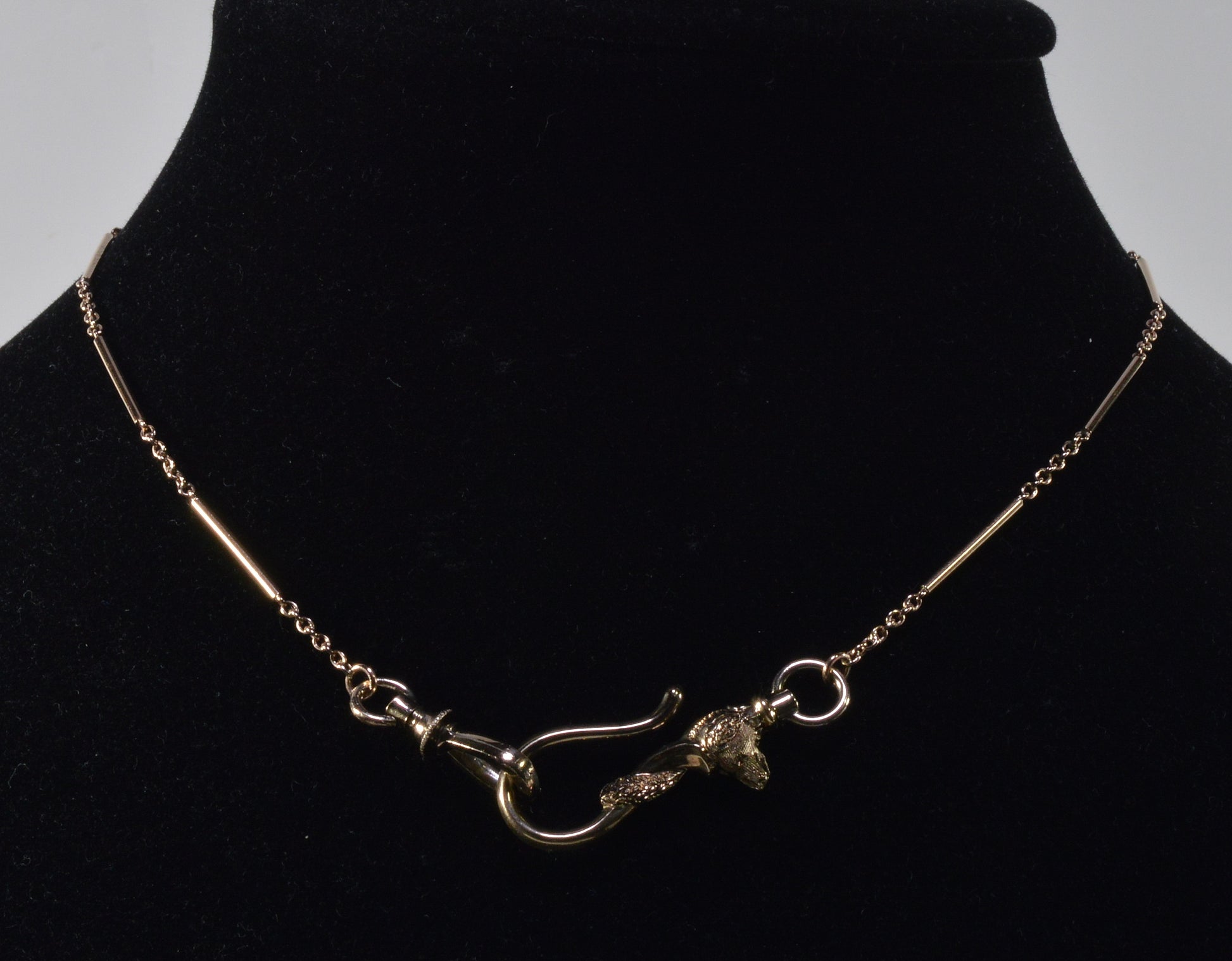 Antique Georgian 10K Gold Dog Figurine Hook Watch Chain Necklace C.1820