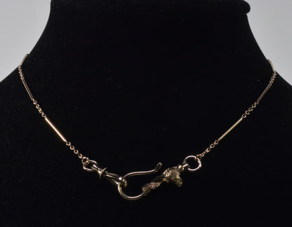 Antique Georgian 10K Gold Dog Figurine Hook Watch Chain Necklace C.1820