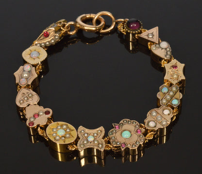 Antique Victorian Gold Watch Slide Bracelet C.1880