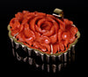 Estate 18K Gold Red Coral Pendant Carved Chrysanthemum C.1970