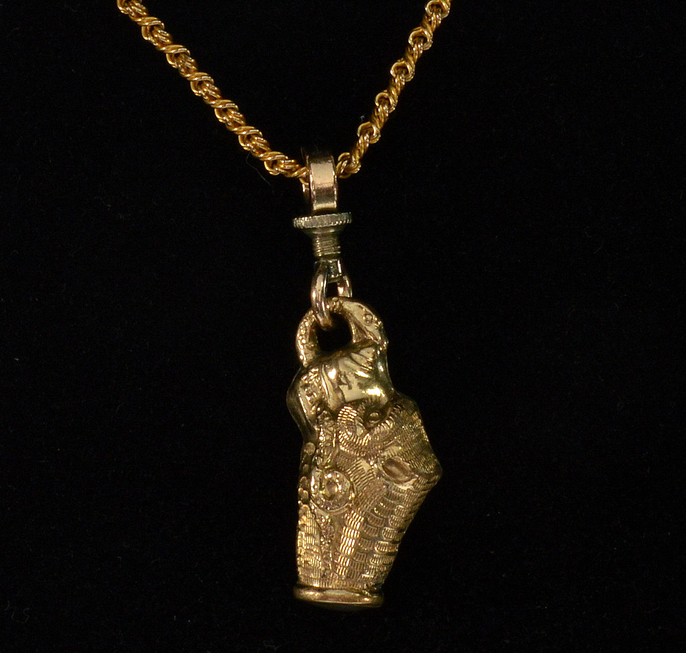 Antique Georgian Dog Holding Snake Gold Filled Figurine Pendant Fob C.1820