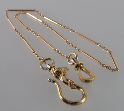 Antique Georgian 10K Gold Dog Figurine Hook Watch Chain Necklace C.1820