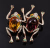 Vtg Coro Duette Sterling Frog Brooch Fur Clip C.1940