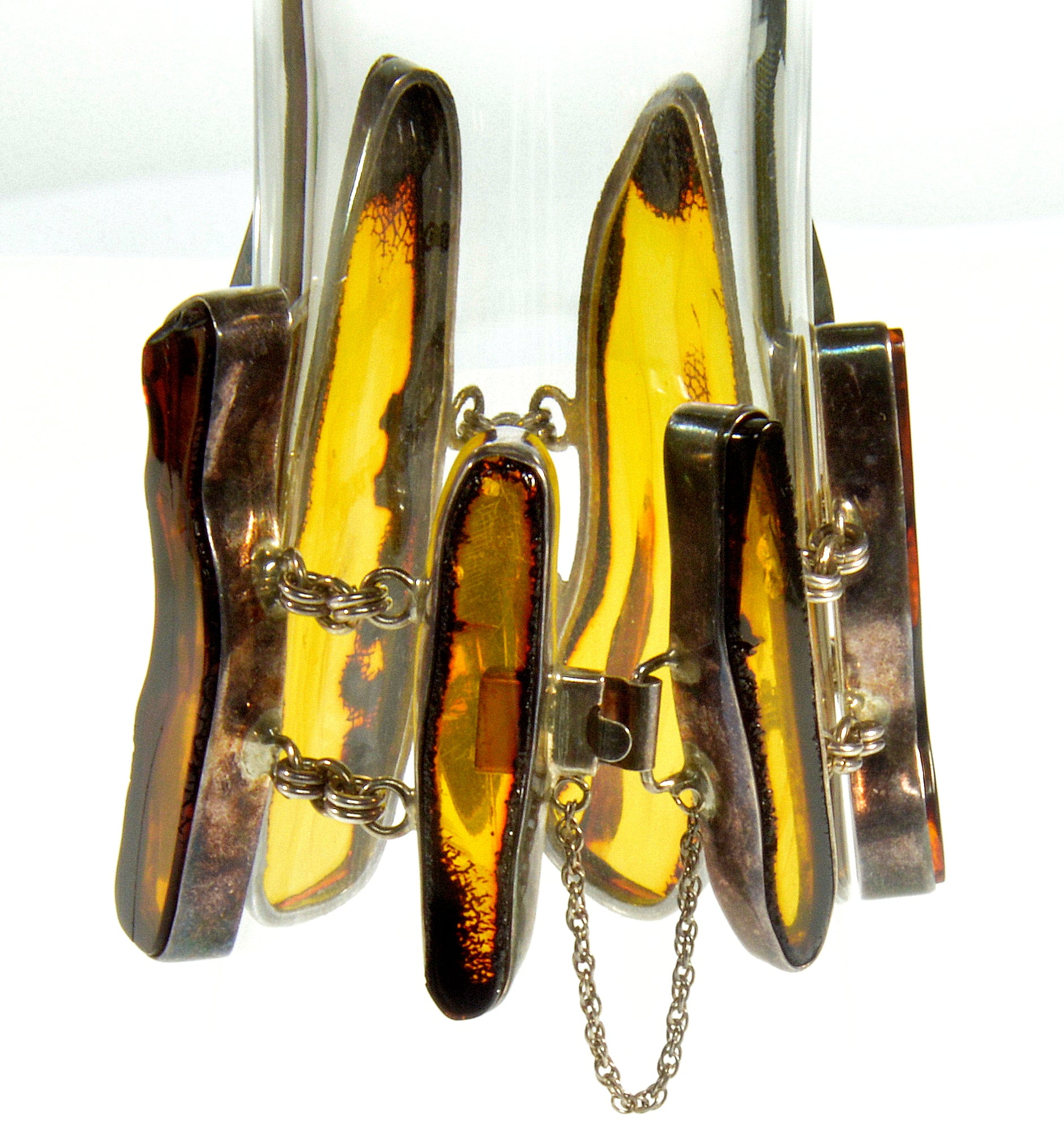 Vintage Designer’s Modernist Chunky Amber Sterling Bracelet