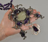 Vega Maddux Sterling Pendant Necklace Amethyst Carved Mutton Fat Nephrite Jade