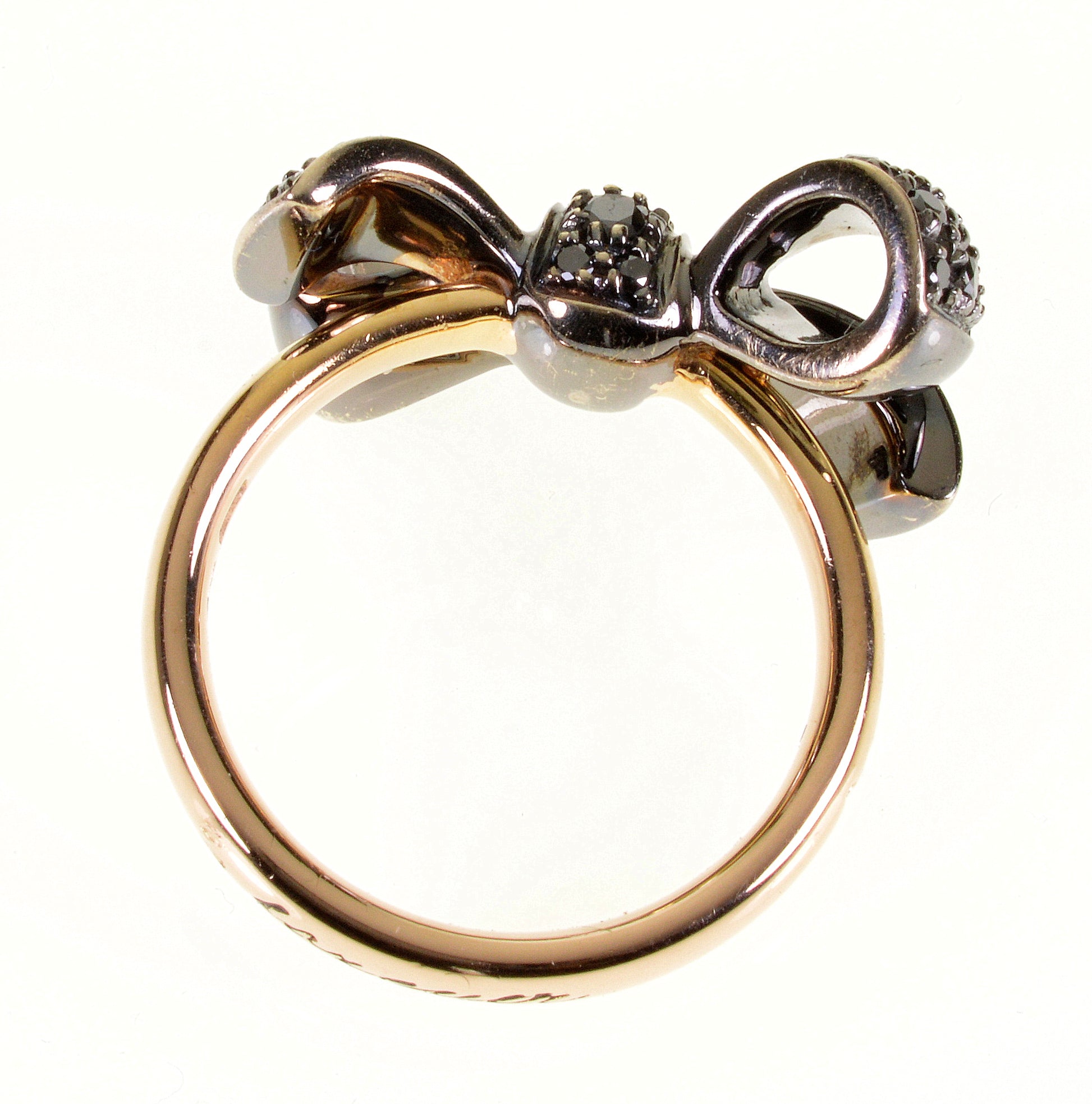 Pomellato Forever 18K Gold Black Diamond Ring Italy Size 6 1/2