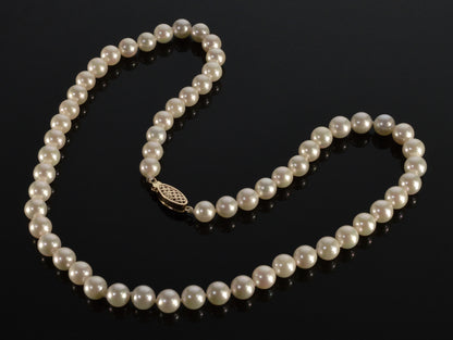 Akoya Pearls 14K Gold Clasp Necklace C.1960