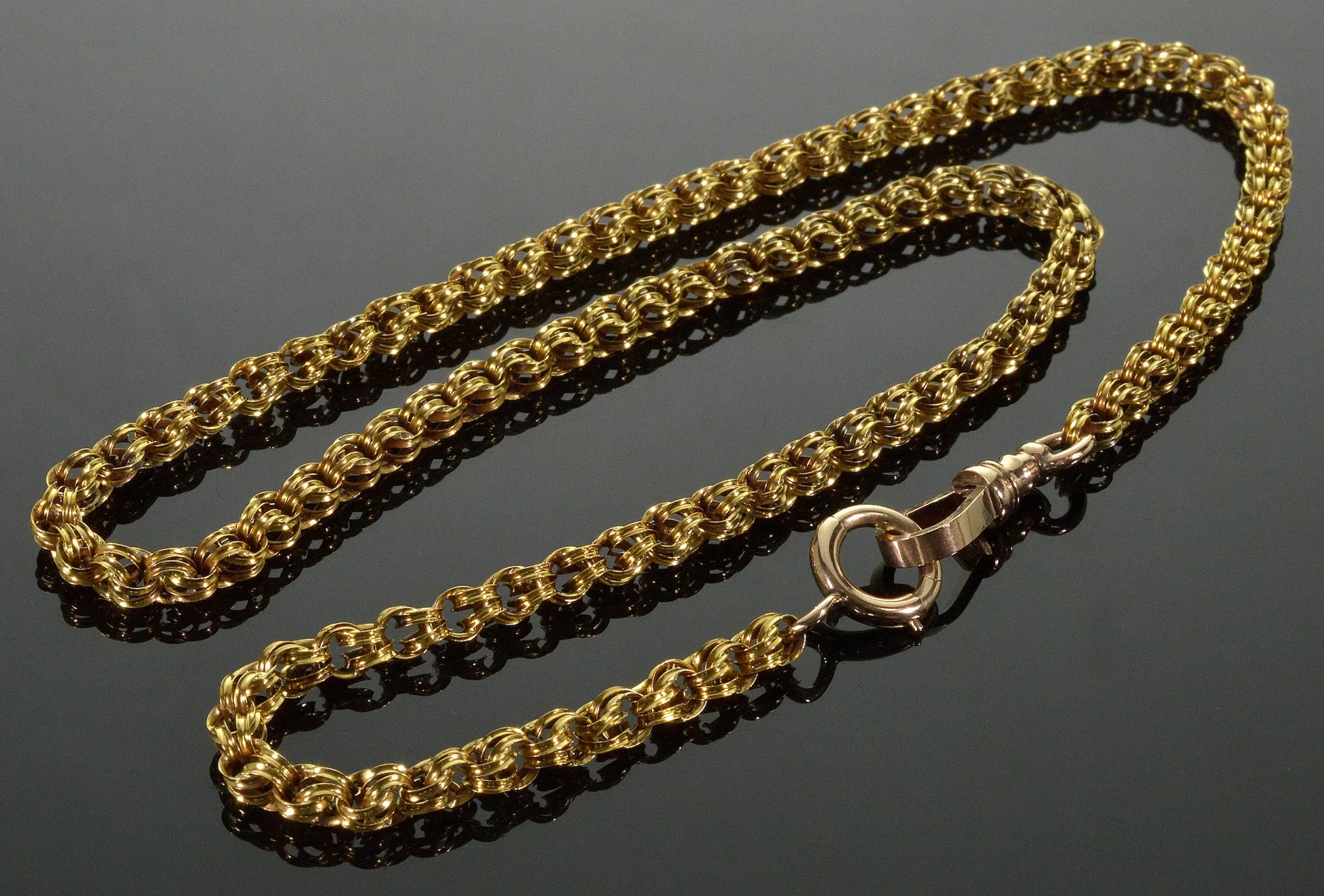 Antique Victorian 10K Gold Fancy Link Chain Necklace C.1890 003006