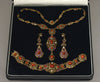 Antique Austro-Hungarian Red Coral Necklace Earrings Bracelet Set Seed Pearl Silver C.1890