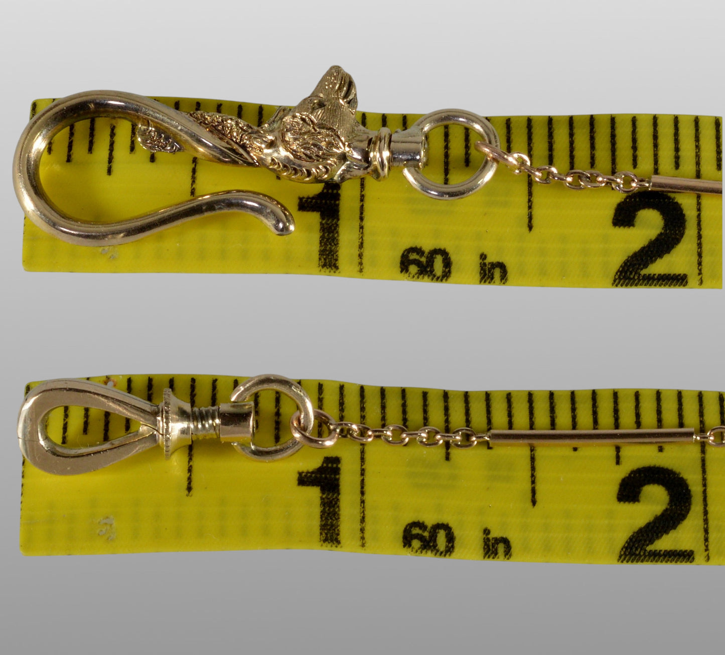 Antique Georgian 10K Gold Dog Figurine Hook Watch Chain Necklace C.1820